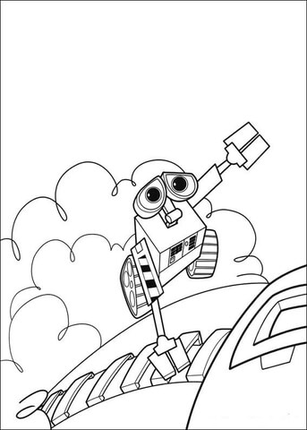 Wall E Is Flying Away  Coloring Page